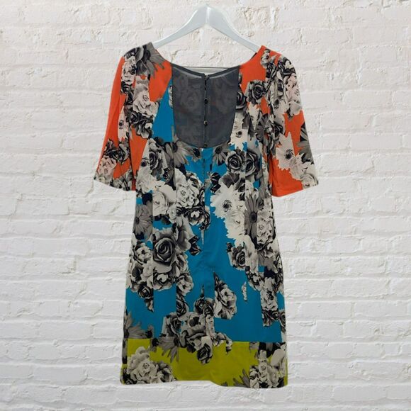Yoana Baraschi Anthropologie Floral Colorblock Midi Dress S - Picture 3 of 16